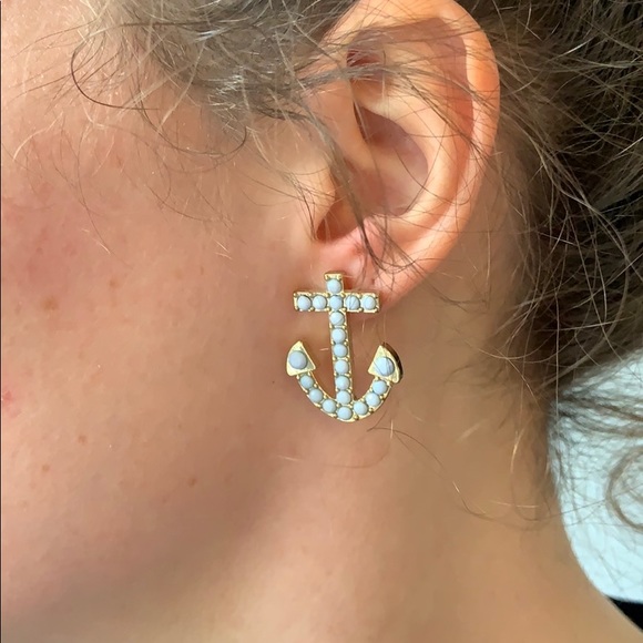 Blue anchor earrings - Picture 2 of 2